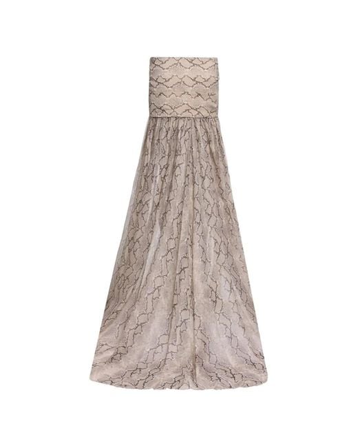 Elie Saab Natural Maxirock Aus Seide Mit Python-Print