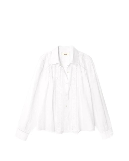 Xirena White Viviana Lace-Trim Shirt