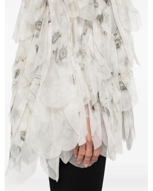 Max Mara White Veste Chiffon À Fleurs