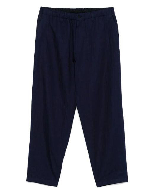 Yohji Yamamoto Blue Slub-Texture Trousers for men