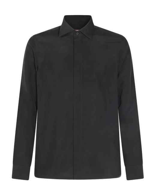 Canali Zijden Overhemd in het Black voor heren