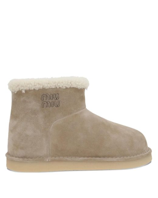 MIUMIU 26S MID-CALF BOOTS IN DARK BROWN SUEDE SILVER HARDWARE