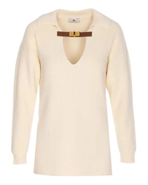 Elisabetta Franchi Natural Collar Detail Sweater