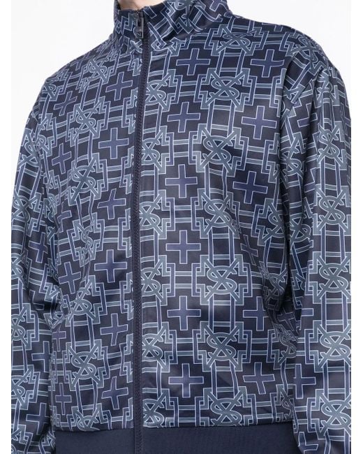 Ksubi Blue Monogram Zip-Up Sports Jacket for men