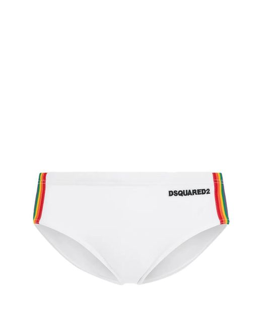 DSquared² White Be Proud Swim Briefs for men
