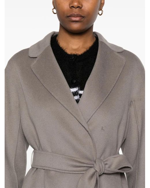 Abrigo De Lana Virgen Con Botones Max Mara de color Gray