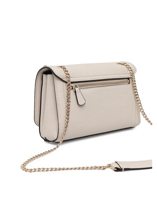 Guess White Noelle Chain-Strap Cross Body Bag