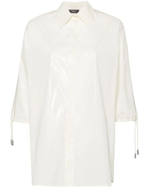 Peserico White Beaded Trim-Detail Taffeta Shirt
