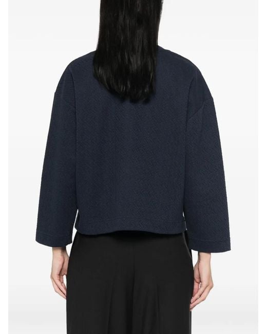 Emporio Armani Blue Herringbone-Textured Sweater