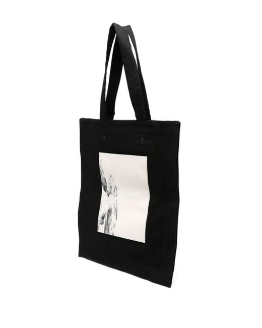 Y-3 Black Floral-Print Tote Bag for men