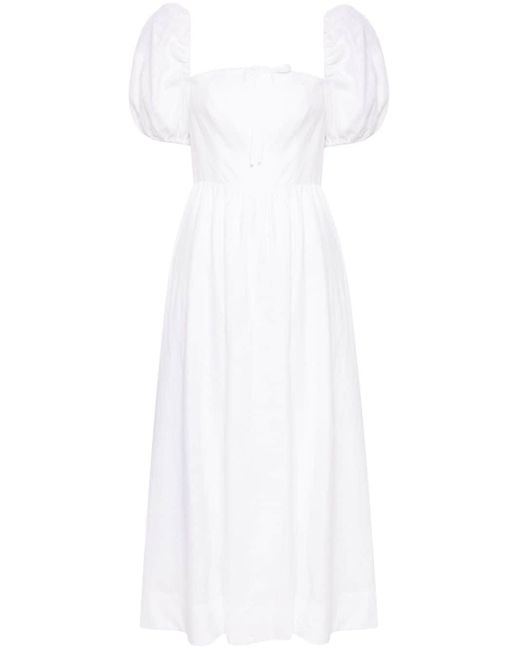 Reformation White Marella Linen Midi Dress