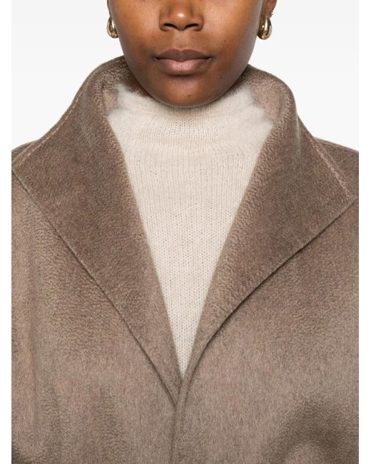 Max Mara Natural Hooded Belted Coat