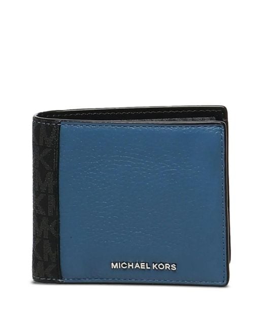 Billetera con placa del logo Michael Kors de hombre de color Blue