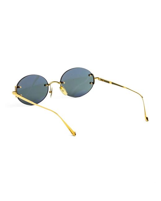 Linda Farrow Blue Round-Frame Sunglasses