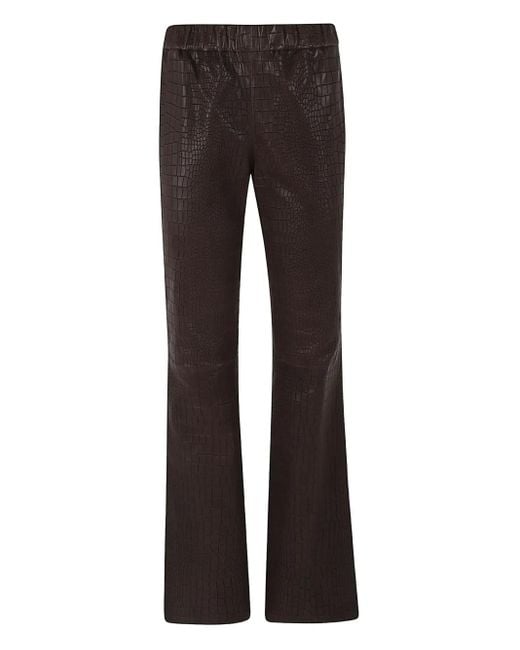 Enes Gray Croc-Embossed Flare Trousers