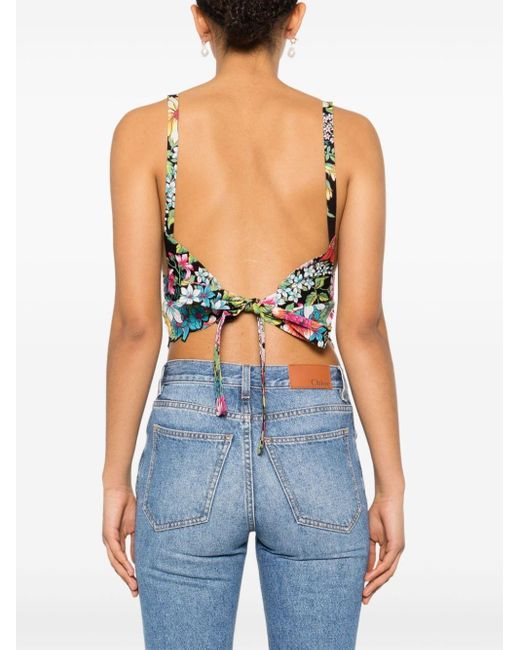Etro Red Floral Cropped Top