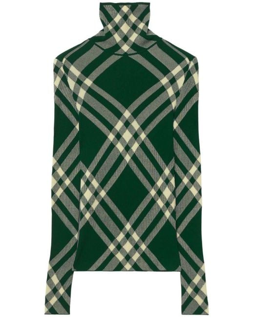 Pull en laine mélangée à carreaux Burberry pour homme en coloris Green