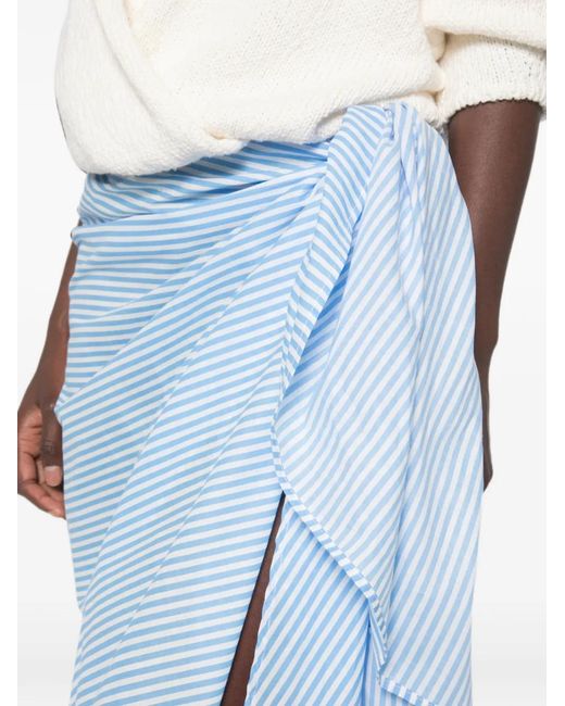 Frankie Shop Blue Thira Striped Wrap-Style Skirt