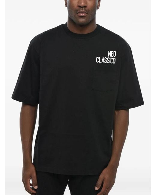 DSquared² Black Neo Classico Logo-Print T-Shirt for men