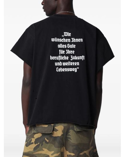 DAGGER Black Alles Gute Shrunk Ts Distressed Logo-Print T-Shirt for men