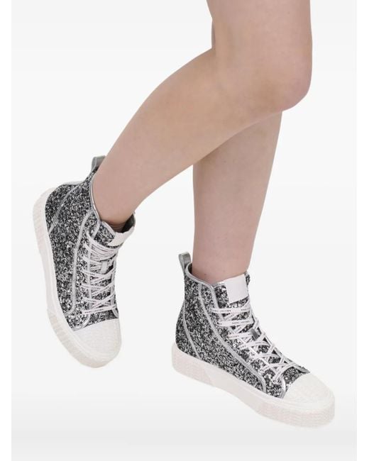 Sneakers Alte Con Paillettes di Marc Jacobs in Metallic