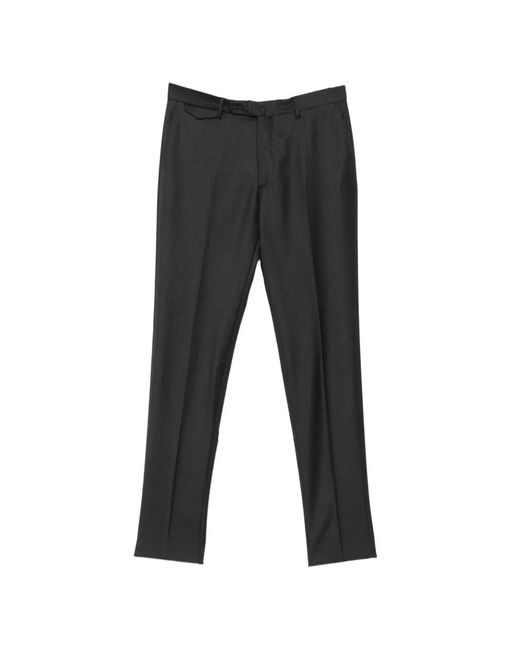 Tagliatore Black Pocket Belt-Loop Trousers for men