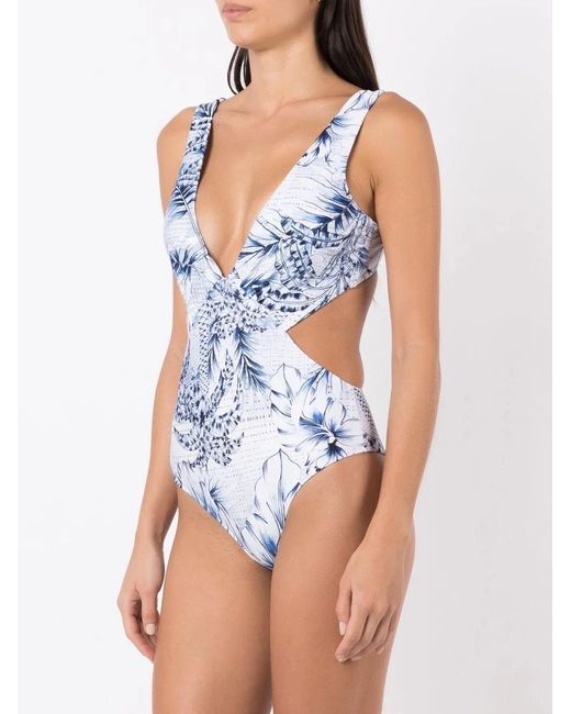 Lygia & Nanny Blue Palm-Tree Print Swimsuit
