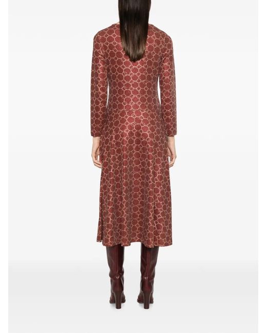 Siyu Red Long-Sleeve Midi Dress