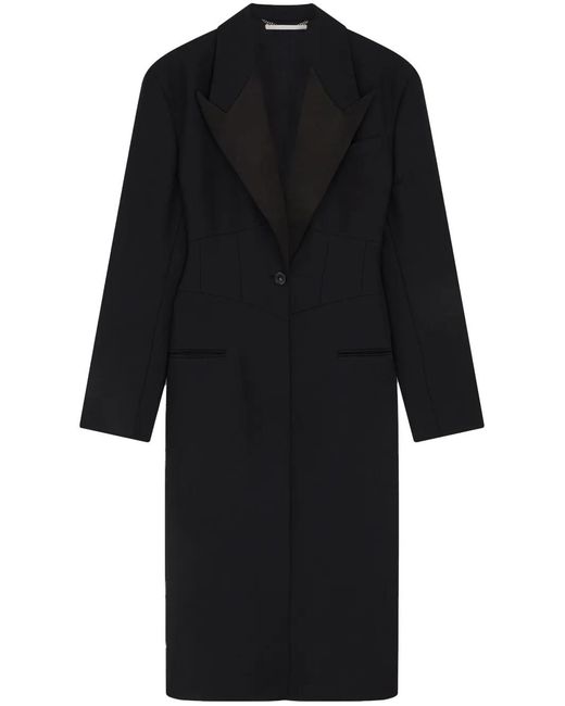 Stella McCartney Black Single-Breasted Corset-Style Wool Coat