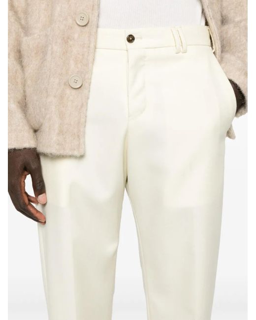 PT Torino White Virgin Wool Straight-Leg Trousers for men
