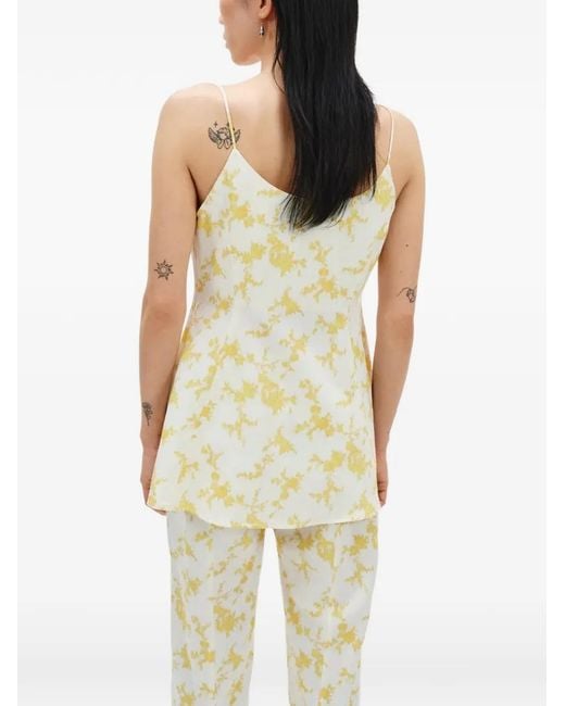 BITE STUDIOS White Floral-Print Spaghetti-Strap Top