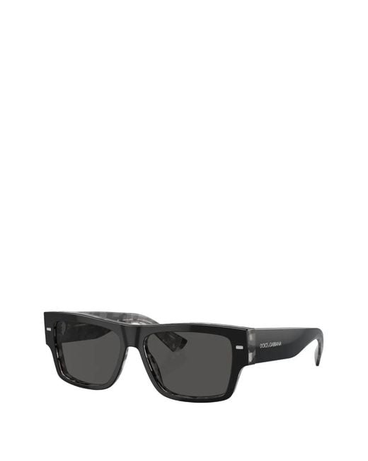 Dolce & Gabbana Gray Rectangle-Frame Sunglasses for men