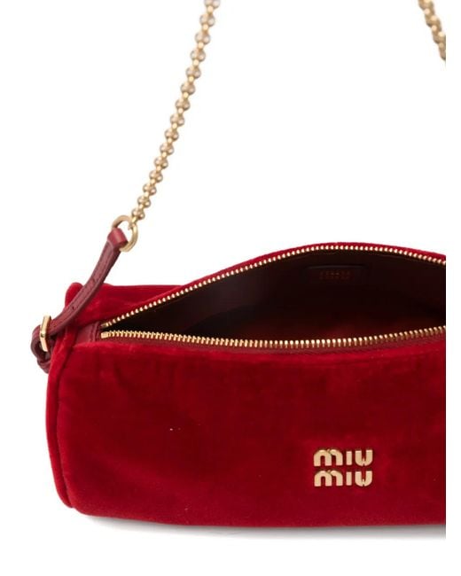 Miu Miu Red Logo-Plaque Shoulder Bag
