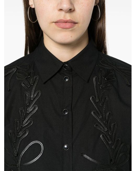 Pinko Black Embroidered Long-sleeve Shirt