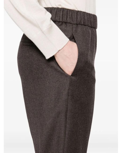 Peserico Gray Elastic-Waist Trousers
