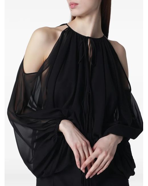 ANDAMANE Black Tie-Detail Blouse