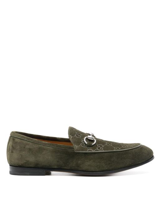 Gucci Horsebit Suede Loafers in het Groen voor heren Lyst NL