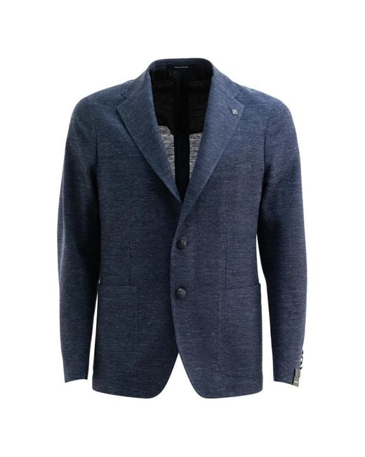 Tagliatore Blue Single-Breasted Jacket for men