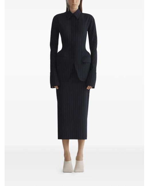 Mugler Black Pinstripe Tailored Jacket