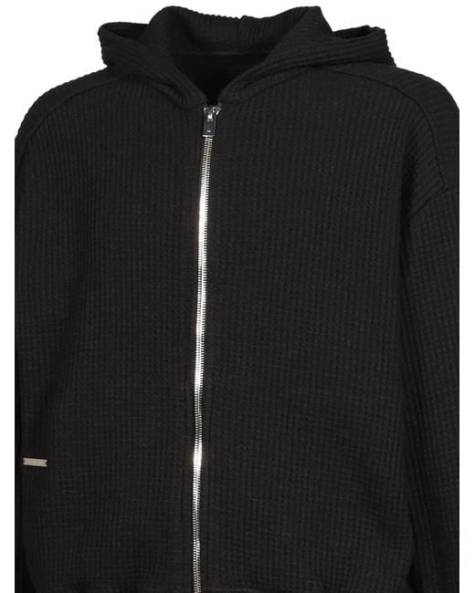HELIOT EMIL Black Risset Waffle-Knit Hoodie for men