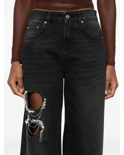 Area Black Crystal-Embellished Jeans