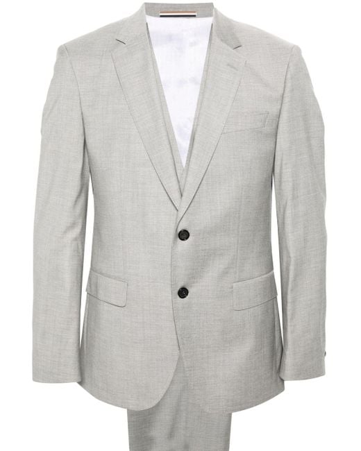 Boss Gray Single-breasted Three-piece Suit for men