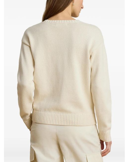 Ralph Lauren White Intarsia-Knit Vizsla Sweater