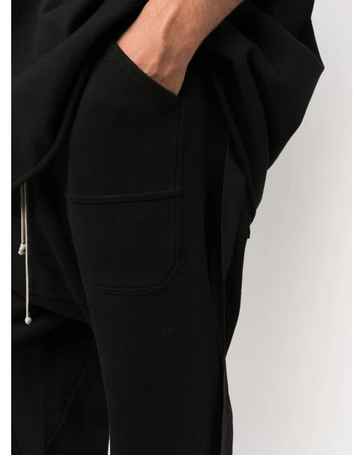 Rick Owens Black Drawstring-Waistband Drop-Crotch Trousers for men