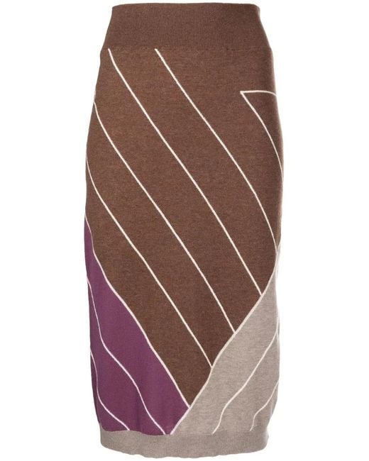 Stella McCartney Purple Knitted Geometric-Pattern Skirt
