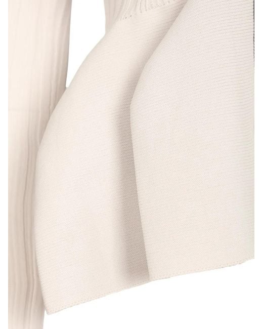 CFCL White Pottery Peplum-Hem Cardigan
