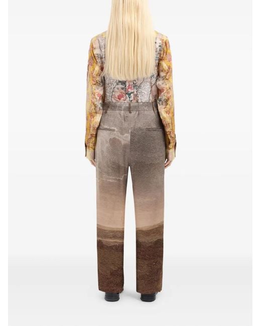 Pierre Louis Mascia Natural Landscape-Print Drawstring-Waist Trousers