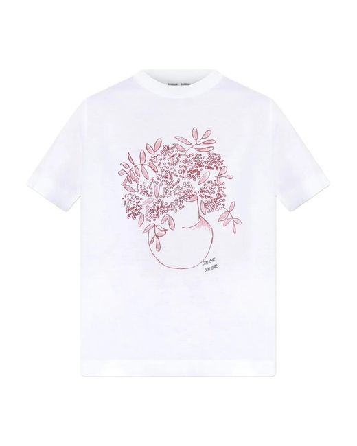 Samsøe & Samsøe White Floral-Print T-Shirt