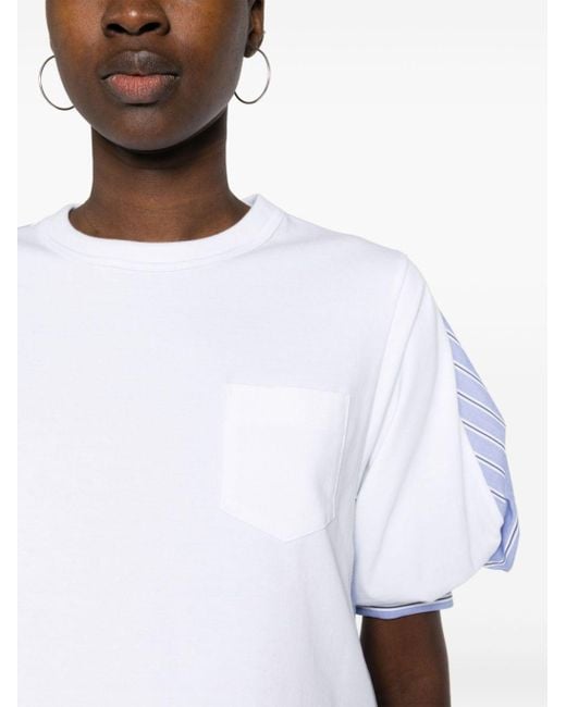 Sacai White T-Shirt mit Rundhalsausschnitt