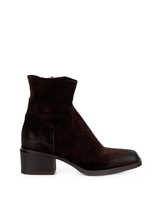Elena Iachi Black Square-Toe Ankle Boots